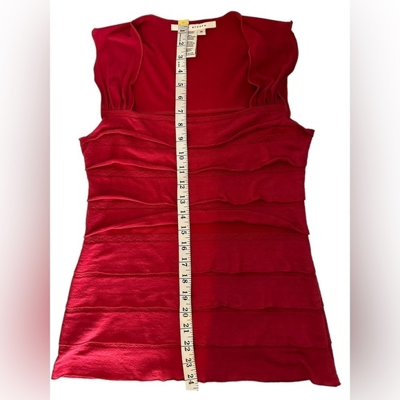 Max Studio Coral Stretchy layered Sleeveless top size Medium EUC - Picture 3 of 8